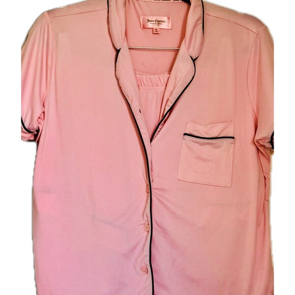 Juicy Couture Pajama Set Womens Medium Pink 2 Piece Sleepwear Studded Logo - Picture 3 of 8